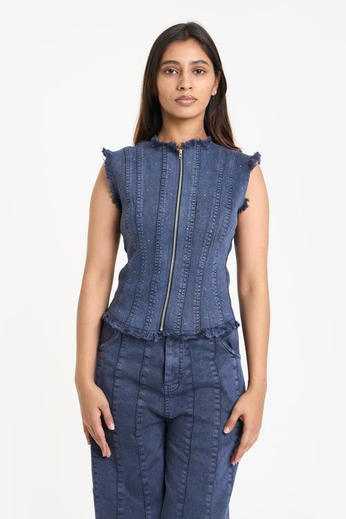 ASTRAL DENIM TOP BLUE