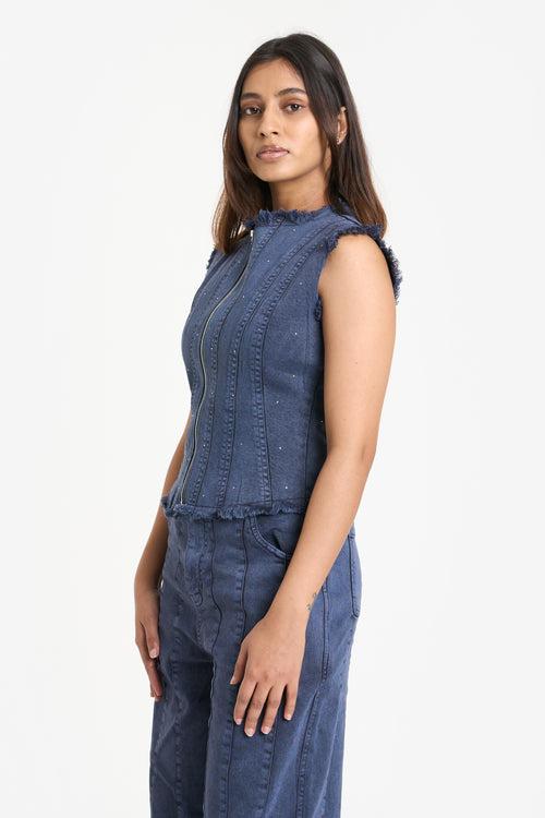 ASTRAL DENIM TOP BLUE