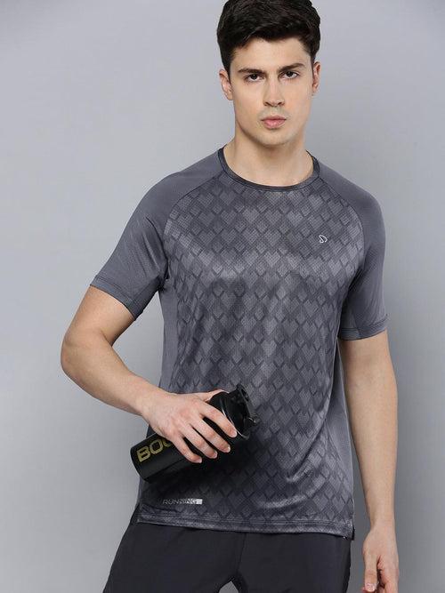 Sporto Men's Instacool Printed Jersey Tee - Charcoal