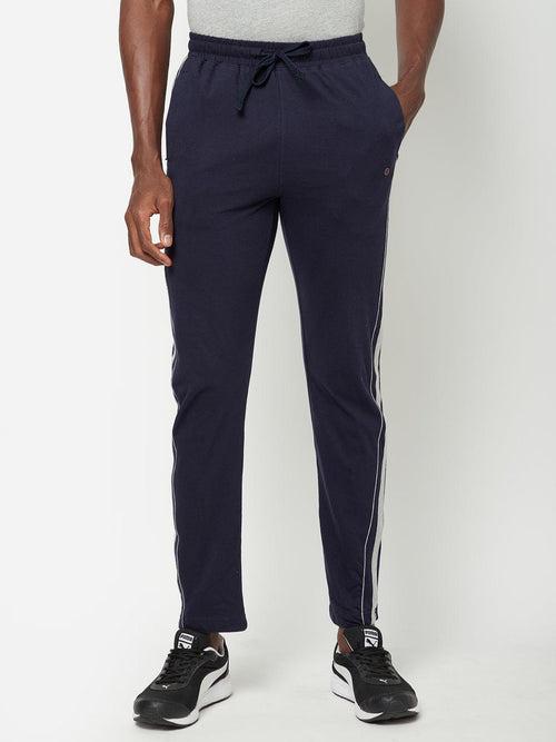 Sporto Navy Cotton Blend Solid Regular Track Pant