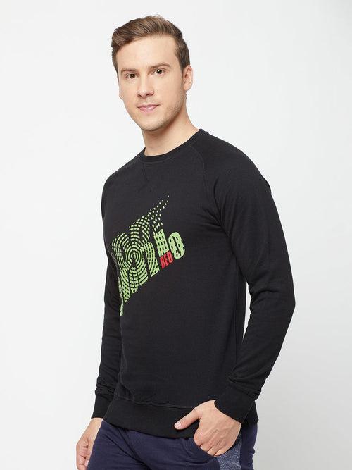 Sporto Crew Neck Printed Sweatshirt - Black