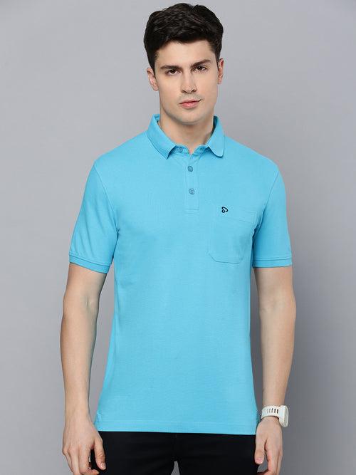 Sporto Men's Polo T-shirt With Pocket - Blue Atol