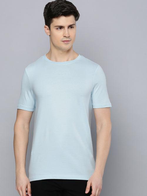Sporto Men's Fluid Cotton Round Neck T-shirt - Ocean Aqua