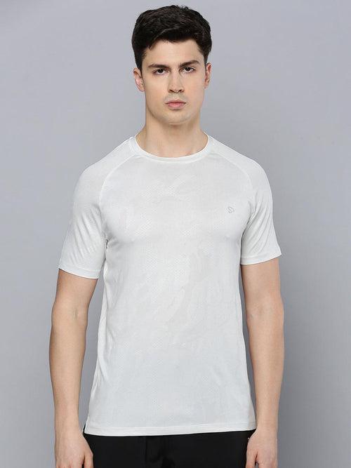 Sporto Men's Instacool Printed Jersey Round Neck Tee - White