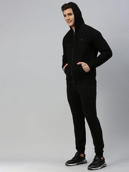 Sporto Men Ultra Fleece Hoodie Jacket and Jogger Coord Set - Black