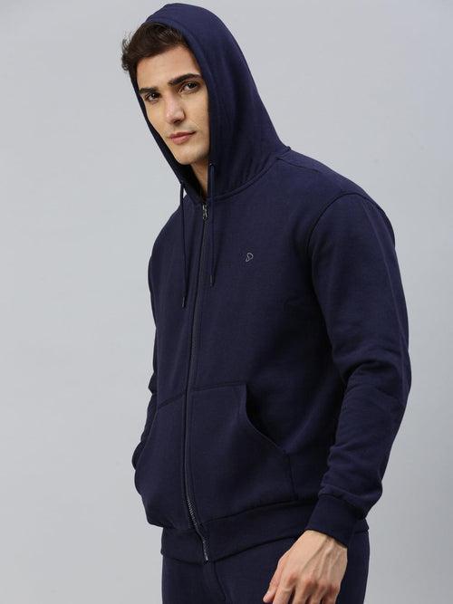 Sporto Ultra Fleece Hoodie Jacket for Men with Front Zipper | Navy