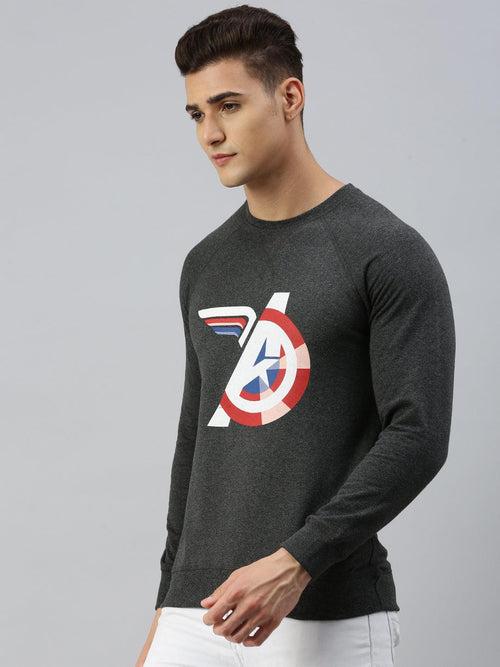 Sporto Marvel Printed Sweatshirt for Men | Black