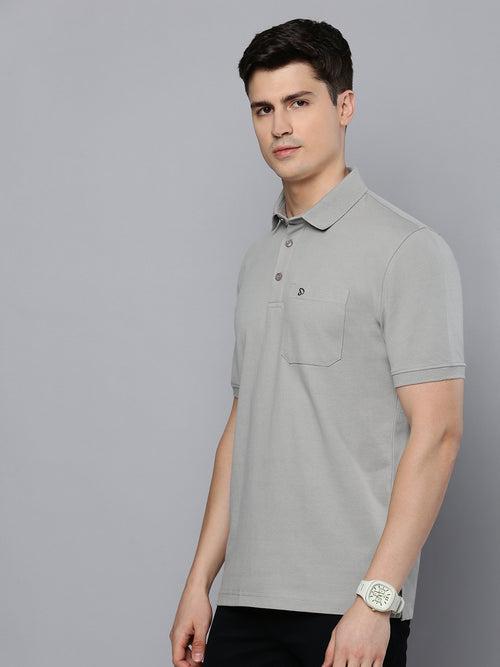 Sporto Men's Polo T-shirt With Pocket - Quiet Grey