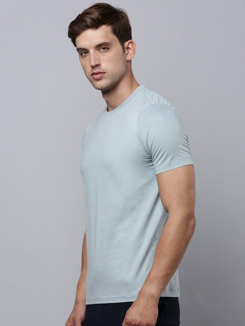 Sporto Men's Fluid Cotton Round Neck T-shirt - Blue Fox