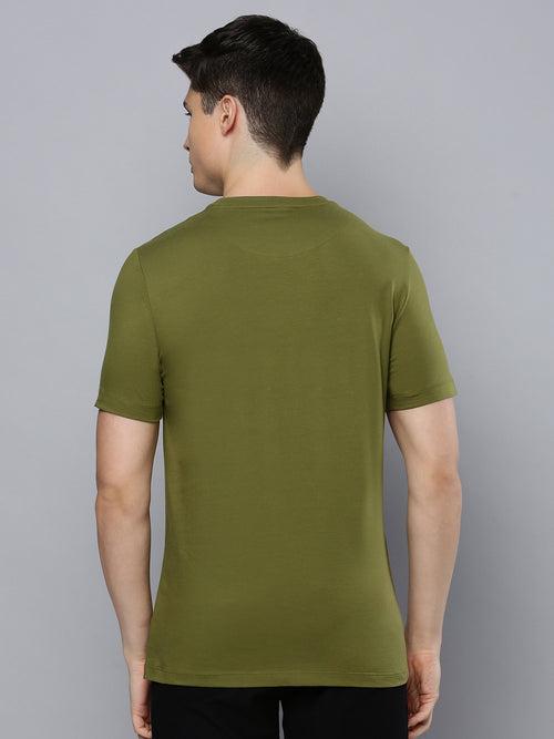 Sporto Men's Fluid Cotton Round Neck T-shirt - Olive Branch