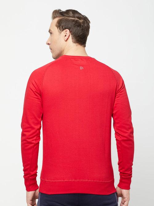 Sporto Crew Neck Printed Sweatshirt - Cherry Red