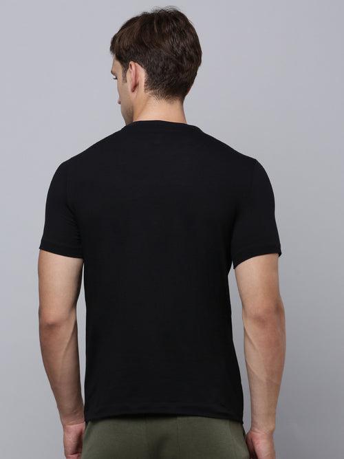 Sporto Men's Fluid Cotton Round Neck T-shirt - Black