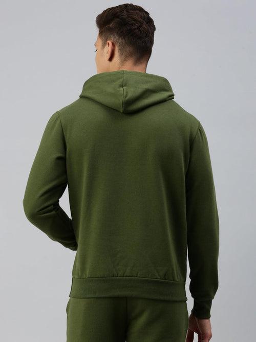 Sporto Ultra Fleece Hooded Sweatshirt for Men with Kangaroo Pocket | Olive