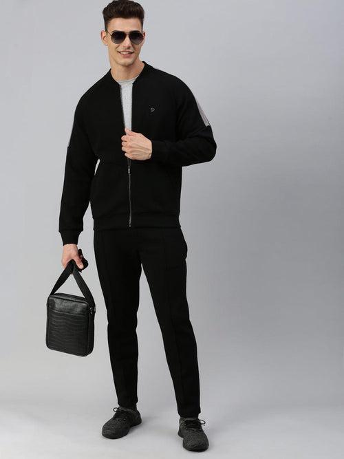 Sporto Men's Spacer Jacket with Contrast Shoulder Panel | Black