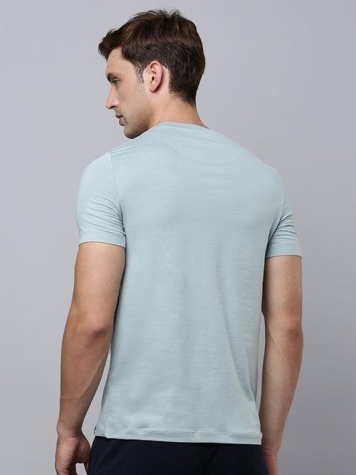 Sporto Men's Fluid Cotton Round Neck T-shirt - Blue Fox