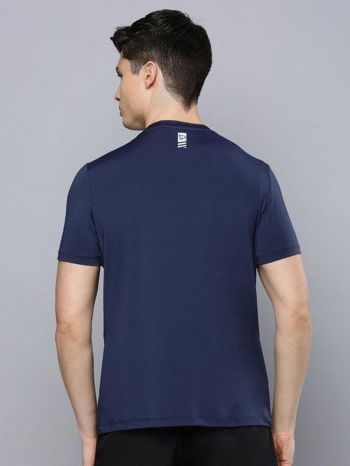 Sporto Men's Instacool Printed Round Neck Tee - Navy