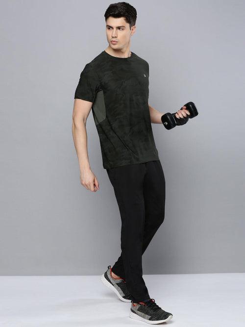 Sporto Men's Instacool Printed Jersey Tee with Side Mesh - Olive