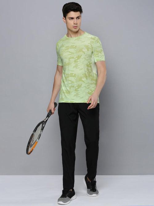 Sporto Men's Instacool Printed Jersey Tee with Side Mesh - Lemon Green