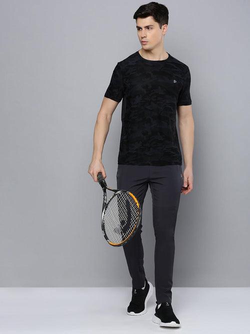 Sporto Men's Instacool Printed Jersey Tee with Side Mesh - Black