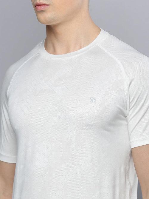 Sporto Men's Instacool Printed Jersey Round Neck Tee - White