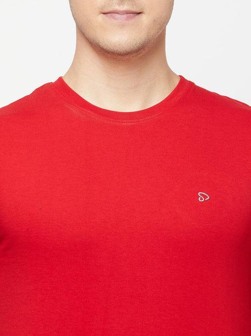 Sporto Men's Round Neck Cotton Tee Pack of - 3 (Red + Grey + Navy)