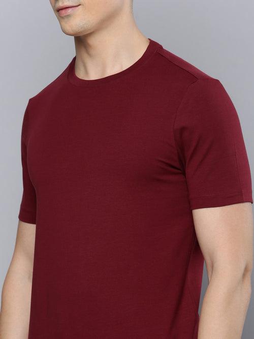 Sporto Men's Fluid Cotton Round Neck T-shirt - Ruby Red