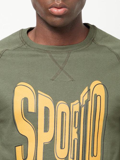 Sporto Crew Neck Printed Sweatshirt - Olive