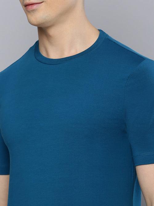 Sporto Men's Fluid Cotton Round Neck T-shirt - Blue Shappire