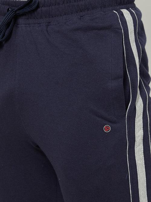 Sporto Navy Cotton Blend Solid Regular Track Pant