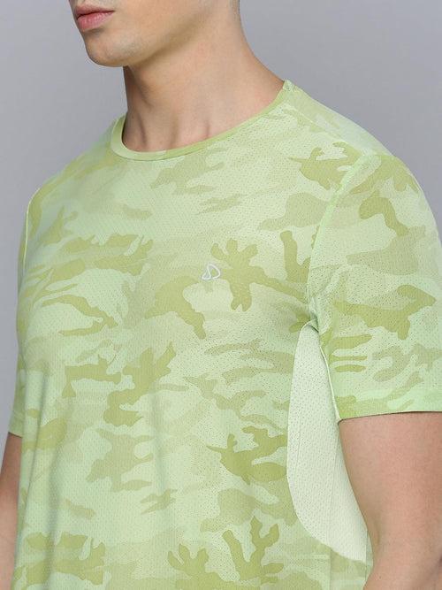 Sporto Men's Instacool Printed Jersey Tee with Side Mesh - Lemon Green