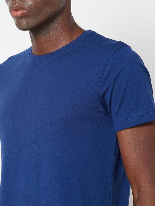 Sporto Men's Round Neck Cotton Tee Pack of - 3 (Navy + Ocean + White)