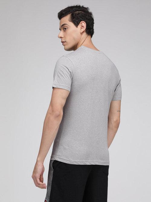 Sporto Men's Cotton Rich Regular T-Shirt - Grey Melange