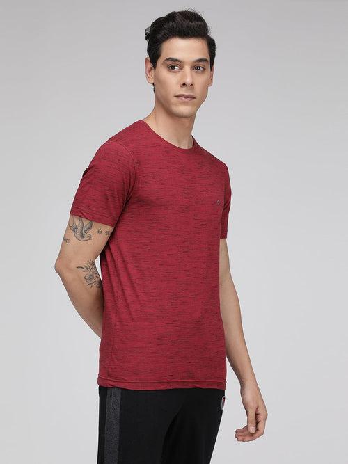 Sporto Men's Regular Fit Round Neck T-Shirt - Red Inject