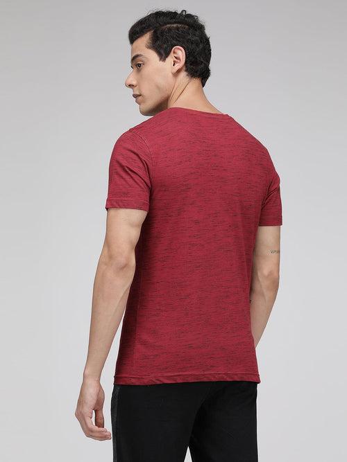 Sporto Men's Regular Fit Round Neck T-Shirt - Red Inject