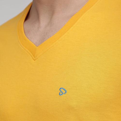 Sporto Men's V Neck T-Shirt - Pack of 2 [Tangerine & Mimosa]