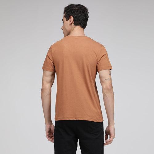 Sporto Men's V Neck T-Shirt - Pack of 2 [Brown Sugar & Peach Melange]