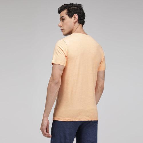 Sporto Men's V Neck T-Shirt - Pack of 2 [Aqua Jaspe & Peach Melange]