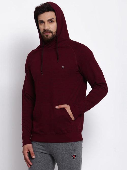 Sporto Men's Hoodie Sweatshirt - Burgundy & Black Inject