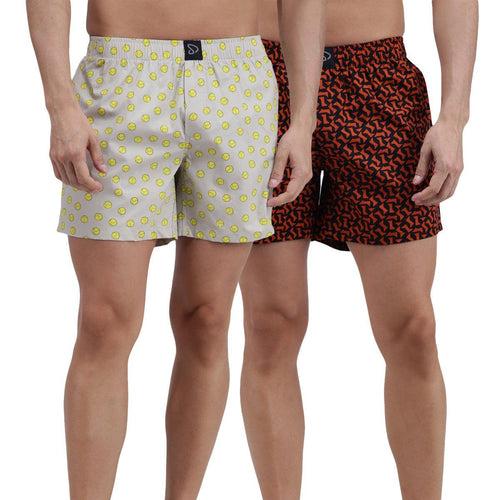 Sporto Men's Checkered Boxer Shorts (Pack Of 2) - White & Green