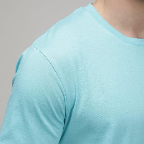 Sporto Men's Fluid Cotton Round Neck T-shirt - Sky Blue