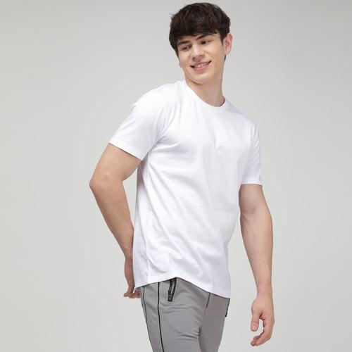 Men's Solid Round Neck Half Sleeve T-Shirt - White