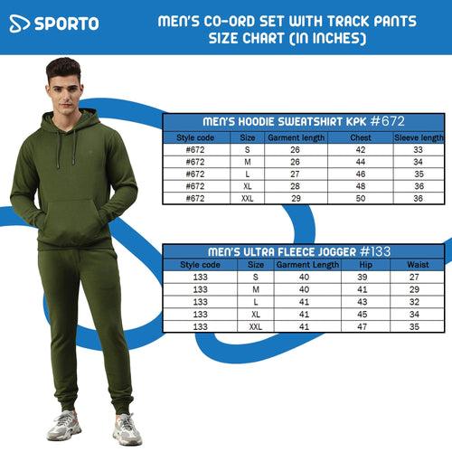 Sporto Men Ultra Fleece Hoodie Sweatshirt and Jogger Coord Set - Olive