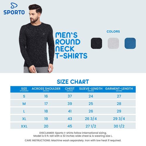 Sporto Men's Slim fit Round Neck Full Sleeve T-Shirt - Grey Jaspe