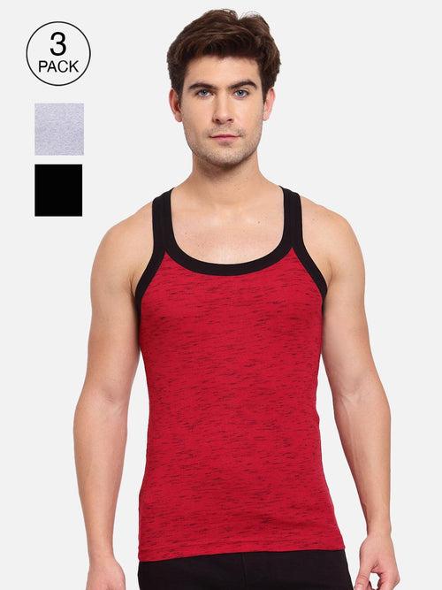 Sporto Mens Round Neck Solid Gym Vest Super Soft Cotton Pack Of 2