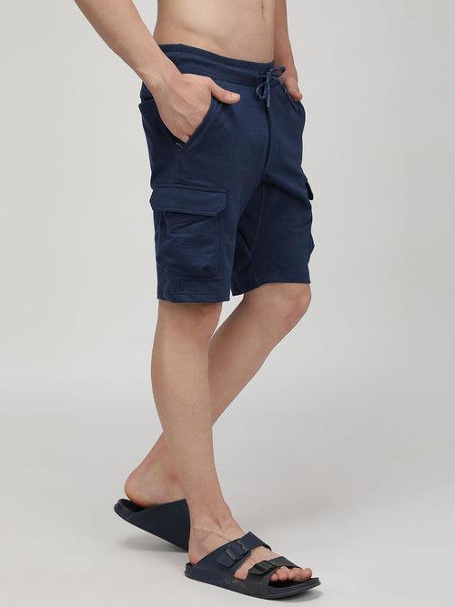 Sporto Men's Cotton Bermuda Shorts with 6 Pocket - Insignia Blue