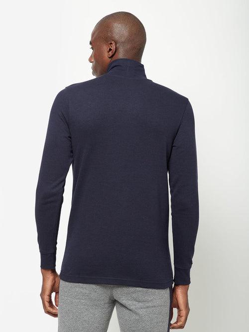 Sporto Men's Mock Neck/High Neck T-Shirt - Navy