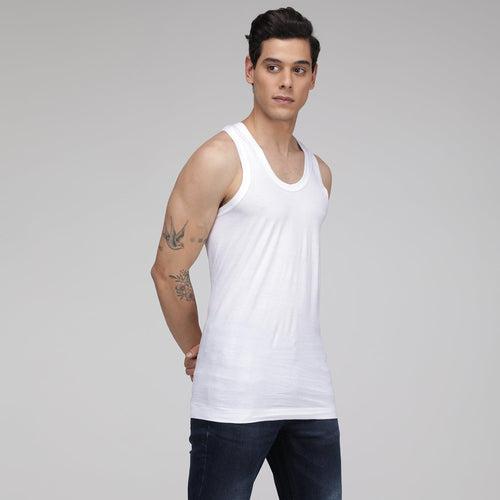 Sporto Men's Cotton White Vest - Single Jersey (Pack Of 3)