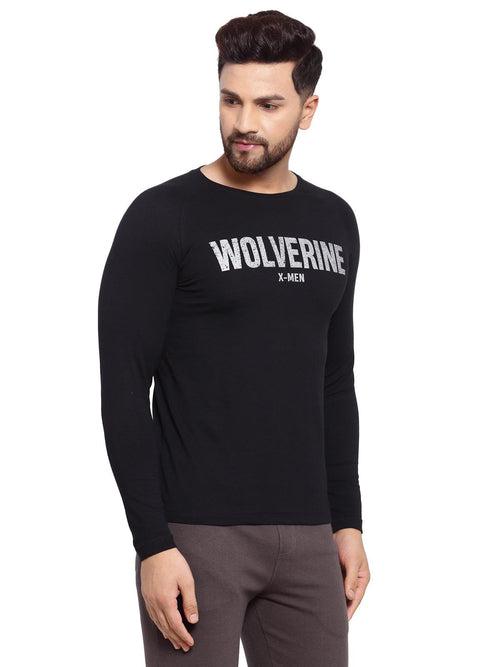 Sporto Men's Wolverine Print Full Sleeve T-shirt - Black