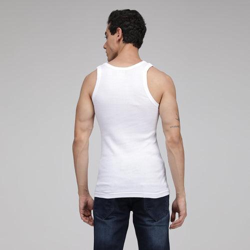 Sporto Men's Cotton White Vest - Ribbed Fabric (Pack Of 3)