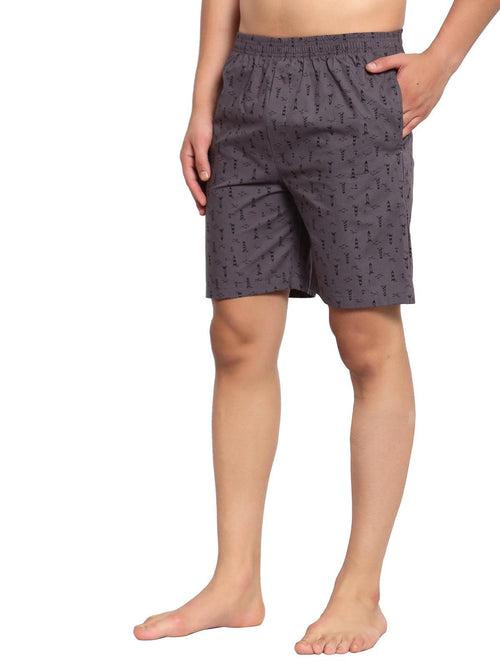 Sporto Men's Printed Boxer Shorts with Zipper - Steel Grey